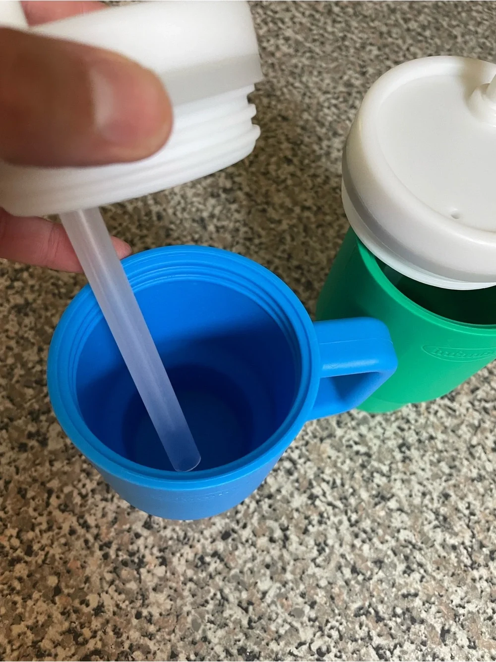 Infantino Blue and Green Insulated Toddler Cups with White Lids - 2 Pack